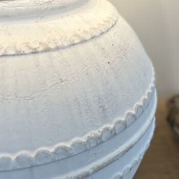 Large Chalk White Tuscan Aged Ceramic Table Lamp, 3 of 5