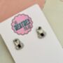 Zip Statement Stud Glitter Earrings / Novelty Fashion Accessories / Fun Statement Studs, thumbnail 5 of 5