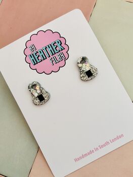 Zip Statement Stud Glitter Earrings / Novelty Fashion Accessories / Fun Statement Studs, 5 of 5