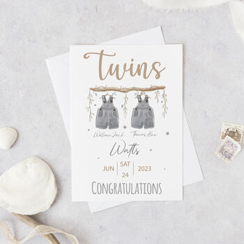 Personalised Twins Congratulations Card, 6 of 7