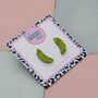 Green Pickle Glitter Resin Studs, thumbnail 2 of 4