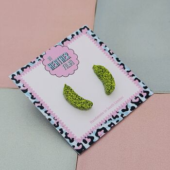 Green Pickle Glitter Resin Studs, 2 of 4
