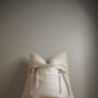 White Boucle And Linen Tie Scatter Cushion, thumbnail 3 of 9