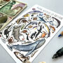 Marine Wildlife Of Britain Watercolour Postcard, thumbnail 4 of 12