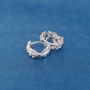 Silver Cz Leaf Hoop Earrings, 925 Sterling Silver, thumbnail 3 of 7
