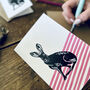 Pink Hare Greetings Card, thumbnail 1 of 2