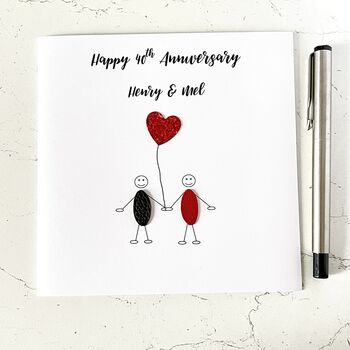 Personalised 40th Wedding Anniversary Card Ruby, 2 of 4
