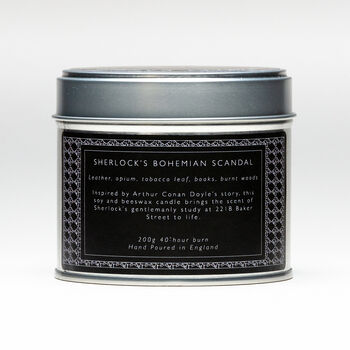 Sherlock Old Leather Books Scented Literary Soy Candle, 4 of 4