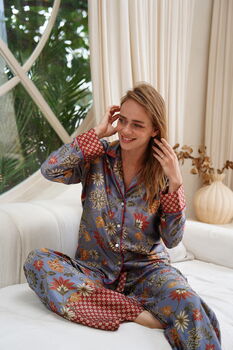 Lavender Satin Long Pyjama Set, 3 of 8