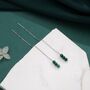 Sterling Silver Genuine Malachite Threaders, thumbnail 3 of 10