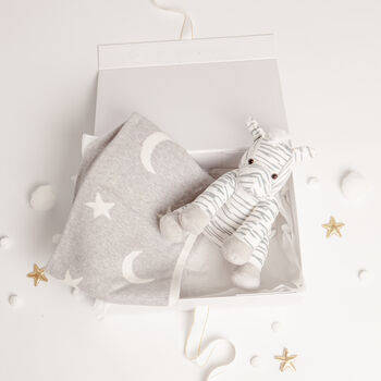 Unisex Zebra Plush Toy And Star Blanket Baby Gift Set, 2 of 5