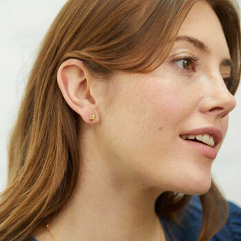 Moka Shell Gold Plated Stud Earrings, 2 of 4