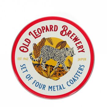 Old Leopard Brewery Set Of Four Metal Coasters, 4 of 5