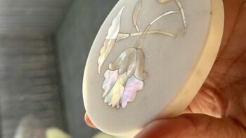 Marble Inlay Coasters, Set Of Four, Dull Gold On White, 8 of 11