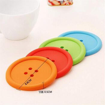 Set Of Five Cute Silicone Button Coasters, 2 of 5