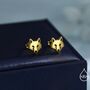 Wolf Head Stud Earrings In Sterling Silver, thumbnail 4 of 12