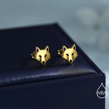 Wolf Head Stud Earrings In Sterling Silver, 4 of 12