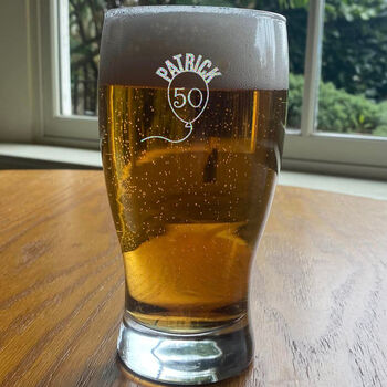 Engraved Pint Glass Personalised 50th Birthday Gift, 4 of 11