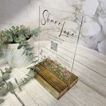 Floral Personalised Share The Love Sign Clear Wedding Party, 3 of 5