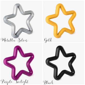 Silicone Star Teethers Black/Silver/Mustard, 3 of 6