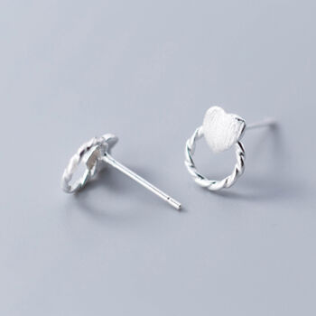 Sterling Silver Heart Or Star Circle Stud Earrings, 3 of 5