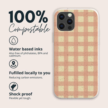 Orange Check Eco Friendly, Biodegradable Phone Case, 2 of 8