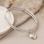 Personalised Heavy Sterling Silver Double Bangle With Heart Charm, thumbnail 3 of 10