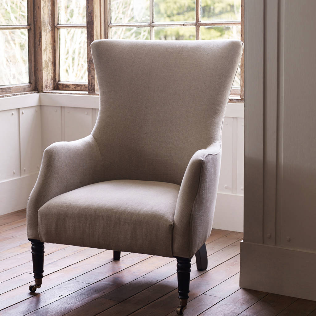 Bromley Wing Back Chair Natural Linen By Rowen Wren 