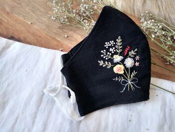 Face Mask With Hand Embroidered Flower Bouquet, 5 of 5