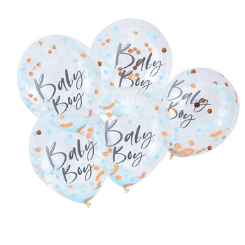 Blue And Rose Gold Baby Boy Confetti Balloons, 2 of 3