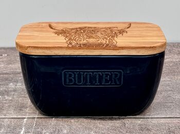 Highland Cow Blue Butter Dish, 4 of 5