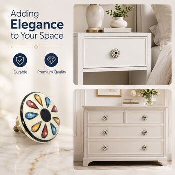 Bohemian Petal Multicoloured Round Shaped Drawer Knob, 4 of 10