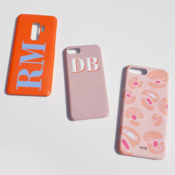 Personalised Terracotta Orange And Blue Phone Case, 5 of 8