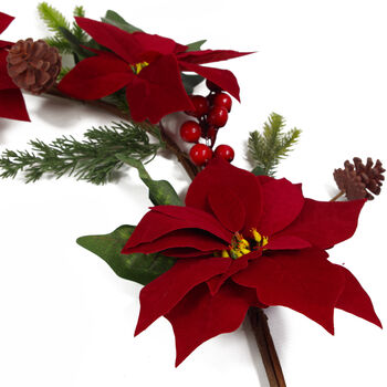 150cm Luxury Christmas Poinsettia Garland, 4 of 5