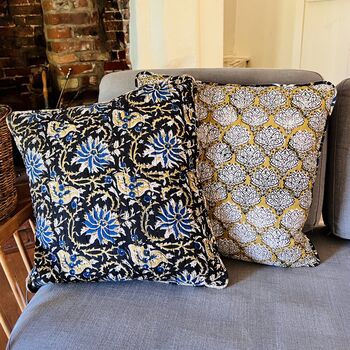 Reversible Quilted Cushion Cover In Lilipad Print, 3 of 5