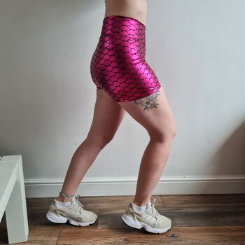 Hot Pink Mermaid Festival Adult Shorts, 4 of 4