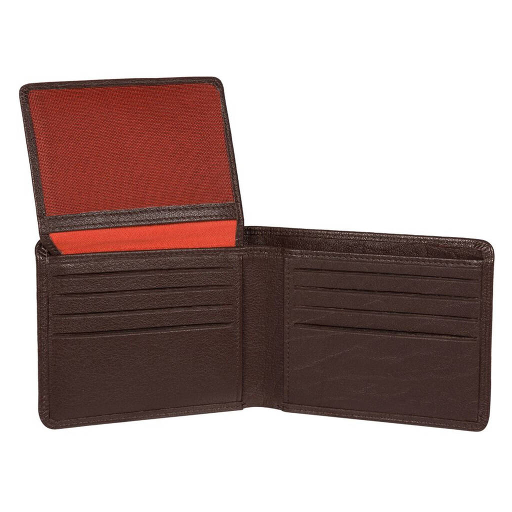 Men's Brown Rfid Flip Up Leather Wallet By Holly Rose ...