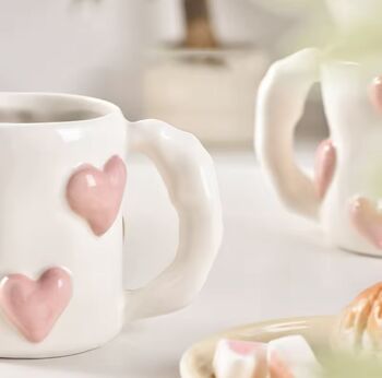 Monaco White Baby Pink Ombré Marshmallow Love Hearts Gift Mug, 3 of 5