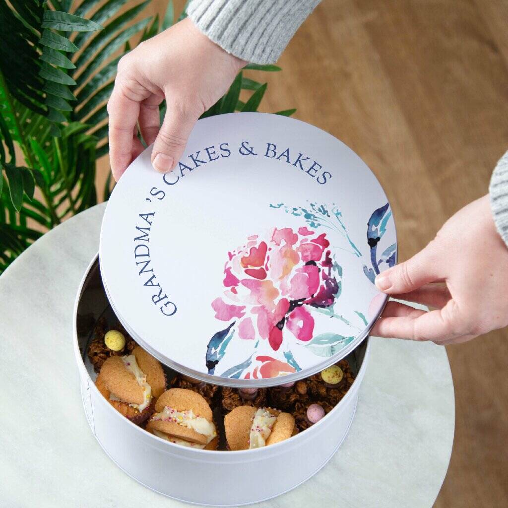 Watercolour Floral Personalised Cake Tin, 1 of 2