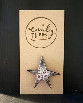 Silver And Black Star Brooch, 2 of 2