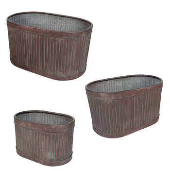Set Of Three Copper And Iron Planters, 2 of 2