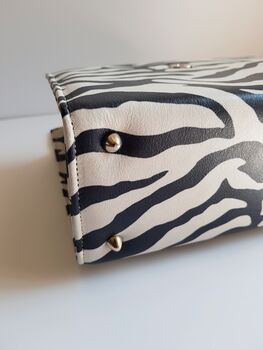 Leather Animal Zebra Print Crossbody Handbag, 9 of 12
