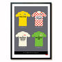Tour De France Art Print, Vintage Cycling Jerseys, thumbnail 1 of 5