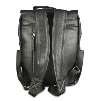 'Kingsley' Men's Leather Laptop Backpack In Black, 9 of 9
