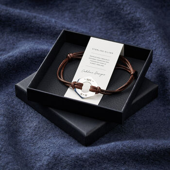 Personalised Men's Twenty Five Year Anniversary Sterling Silver Bracelet, 8 of 9