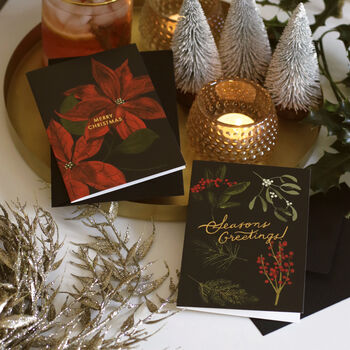 Botanical Illustrated Poinsettia Christmas Card, 3 of 3