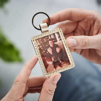 Personalised Leather Keyring With Metal Photo Insert, 6 of 9