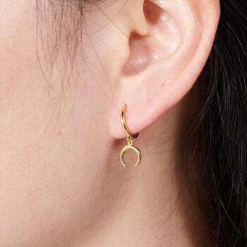 Moon Crescent Hoop Earrings, Gold Hoops, Minimalistic, 5 of 8