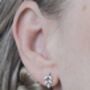 Sterling Silver And Zirconia Leaf Earrings, thumbnail 3 of 10