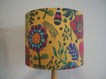 Large Bright Flowers Yellow Lampshade, 4 of 4